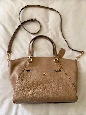Coach Pebbled Leather Satchel in Tan with Gold Hardware